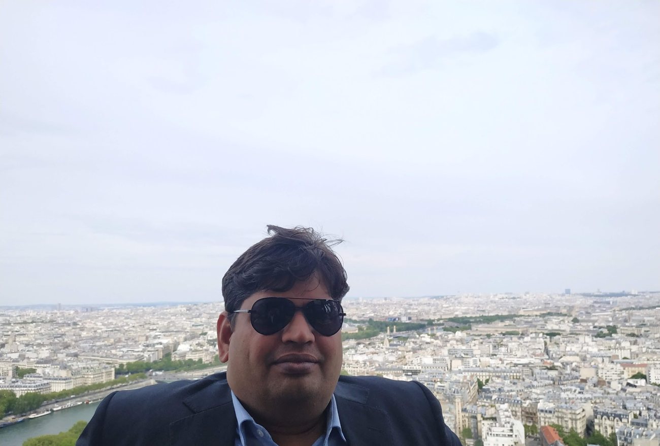 Vishwa Ranjan above Paris, seen from the Eiffel Tower